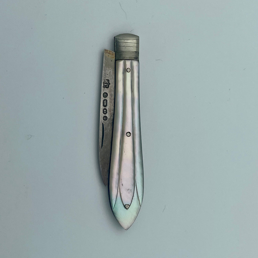 Sterling Silver & Mother Of Pearl Pocket Knife