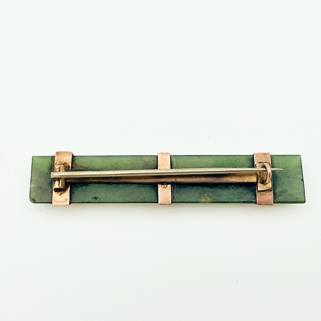 9ct New Zealand Pounamu Bar Brooch