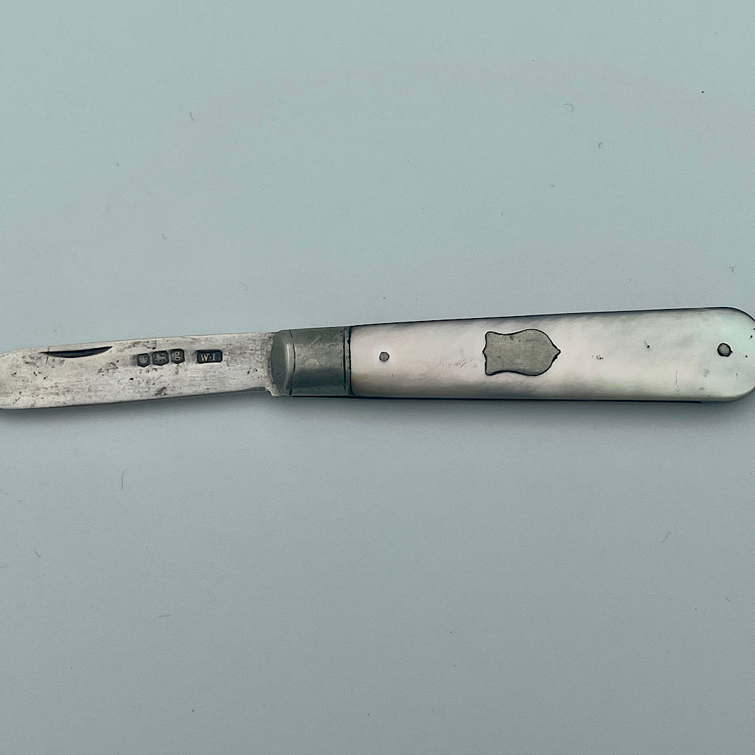 Sterling Silver & Mother Of Pearl Pocket Knife