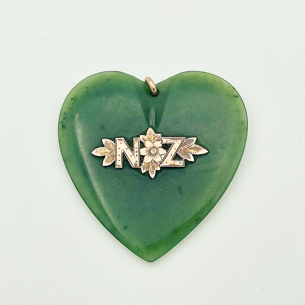 9ct New Zealand Pounamu Heart Pendant